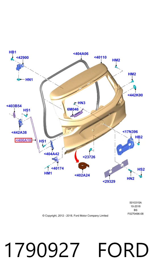 Амортизатор задней двери Ford Kuga II внедорожник (CBS) (2012 - 2019) цена, от 12.14 USD