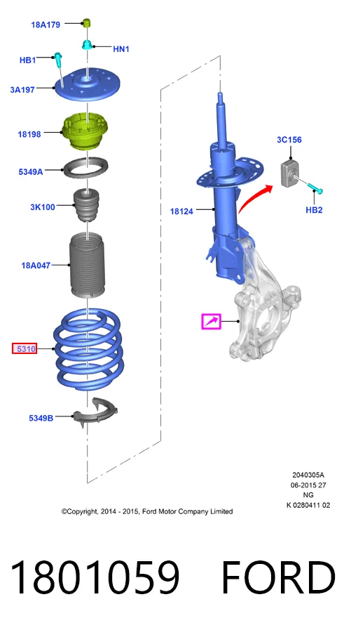  Передняя пружина Ford Mondeo 5