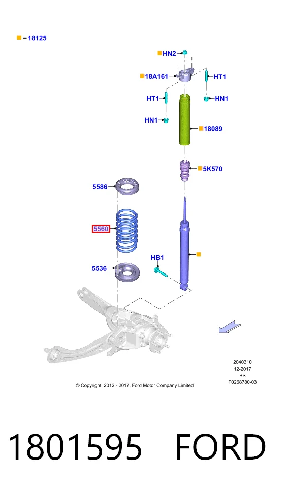 Пружина подвески задняя на Ford Kuga II CBS