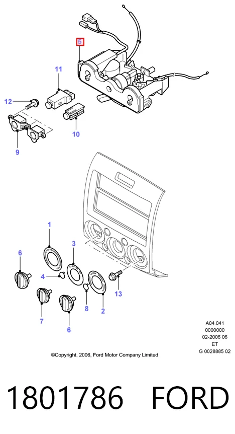 1801786 Ford Механизм управления кондиционером