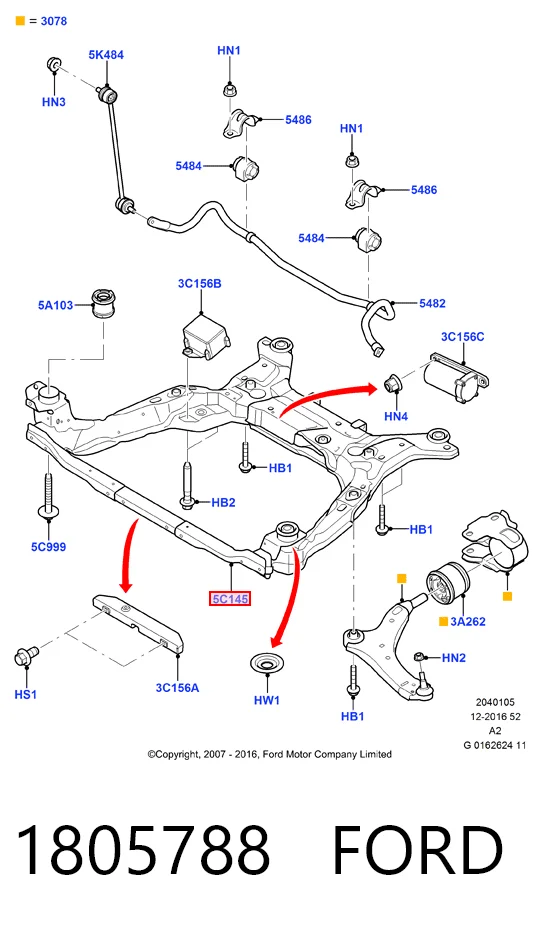 Балка передней подвески Ford 6G9N5000ES