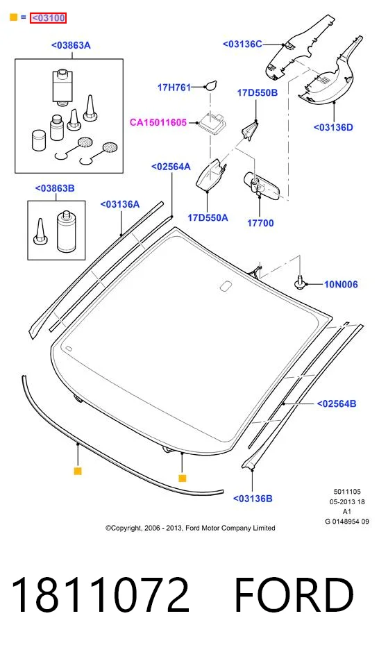 1811072 Ford Автостекло