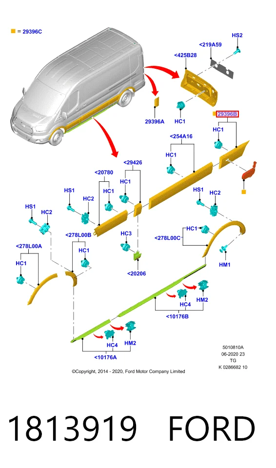 Молдинг крыла заднего левого BK31V29397BD5CND Ford