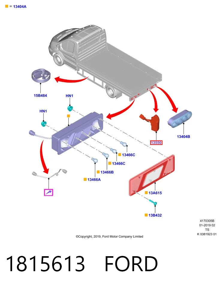 1815613 Ford Фонарь освещения номера