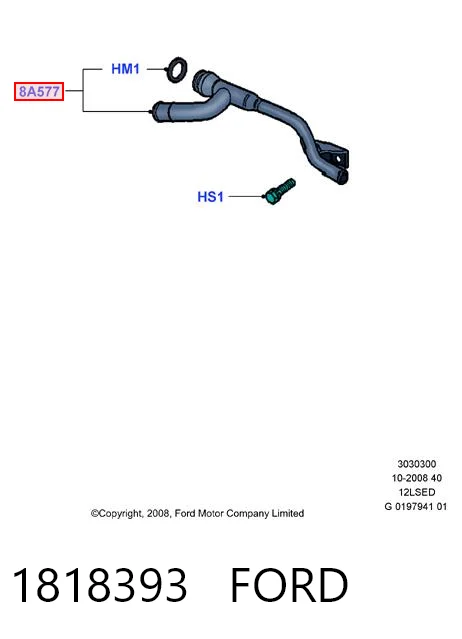 1818393 Ford Шланг термостата