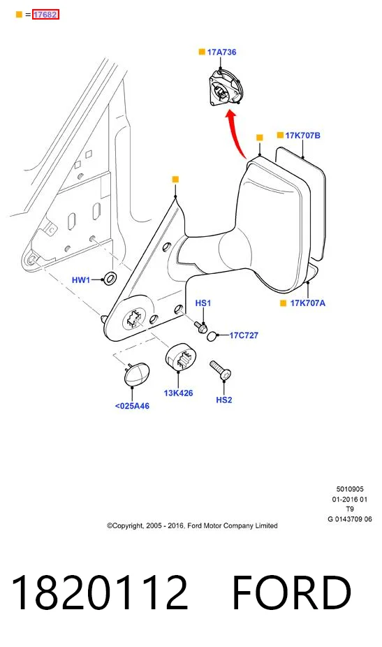 1820112 Ford Левое боковое зеркало