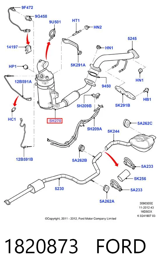 1820873 Ford Сажевый фильтр DPF