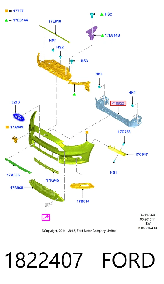 Купить 30807433 AND Буфер бампера переднего