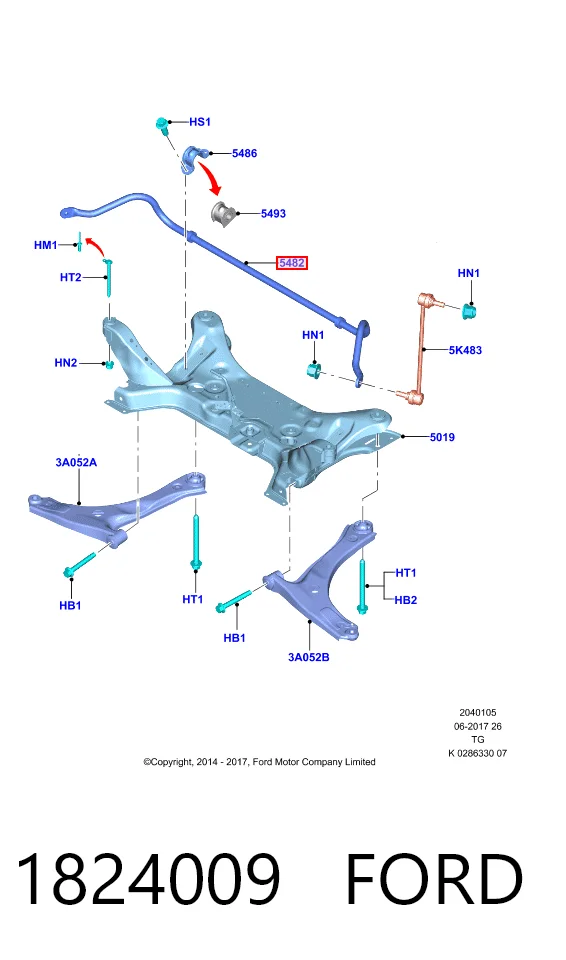 Стабилизатор передней устойчивости на Ford Transit VII V363