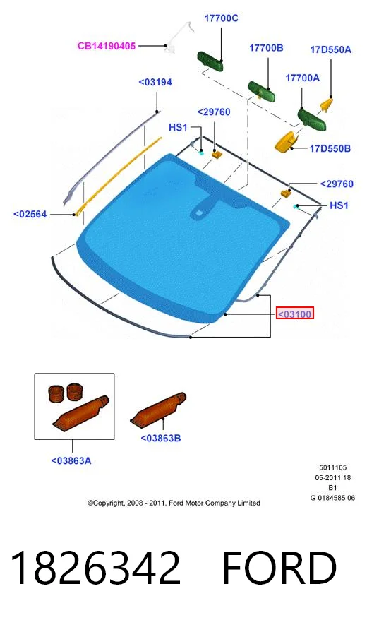 1826342 Ford Автостекло