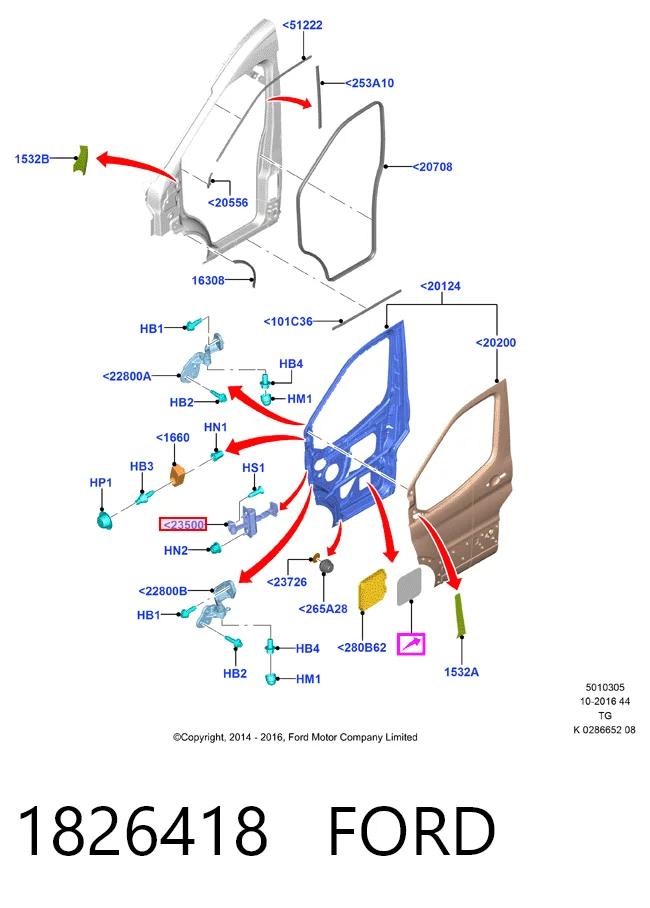 1826418 Ford Ограничитель открывания двери