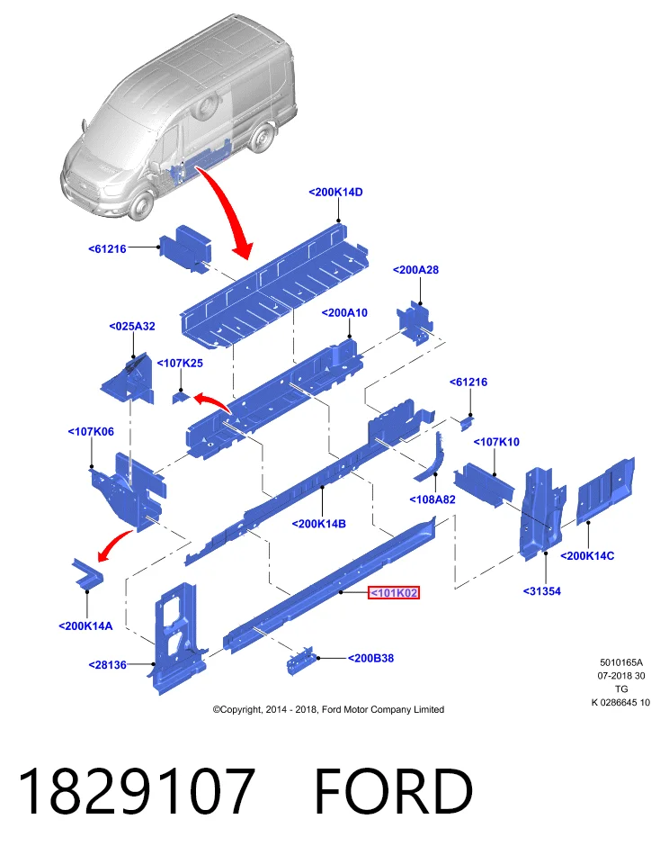 Порог внешний правый Ford Transit 7 V363