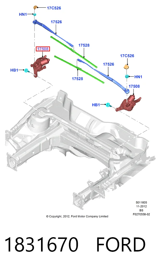 CV4417504AE Ford Мотор стеклоочистителя лобового стекла правый
