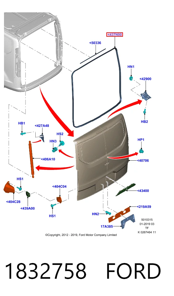 Уплотнитель багажника (двери 3/5-й задней) JK21V437N00AB Ford