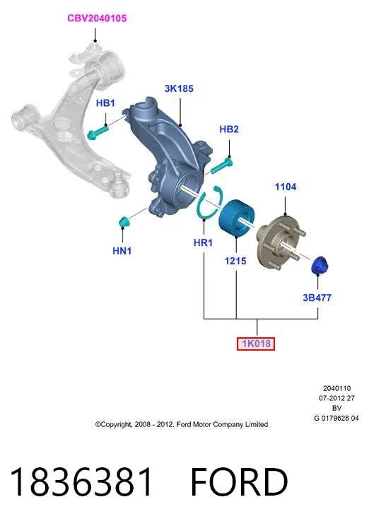 1836381 Ford Подшипник ступицы передней