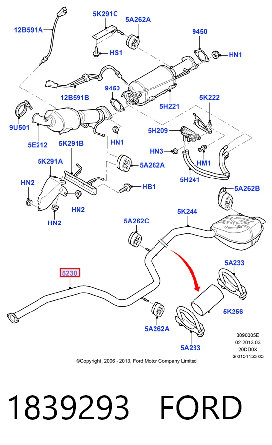 1839293 Ford Глушитель центральный