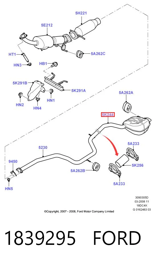 1839295 Ford Выхлопная труба