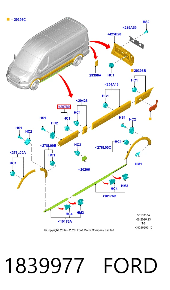 Купить BK31V20781AG5CND Ford Молдинг двери передней левой