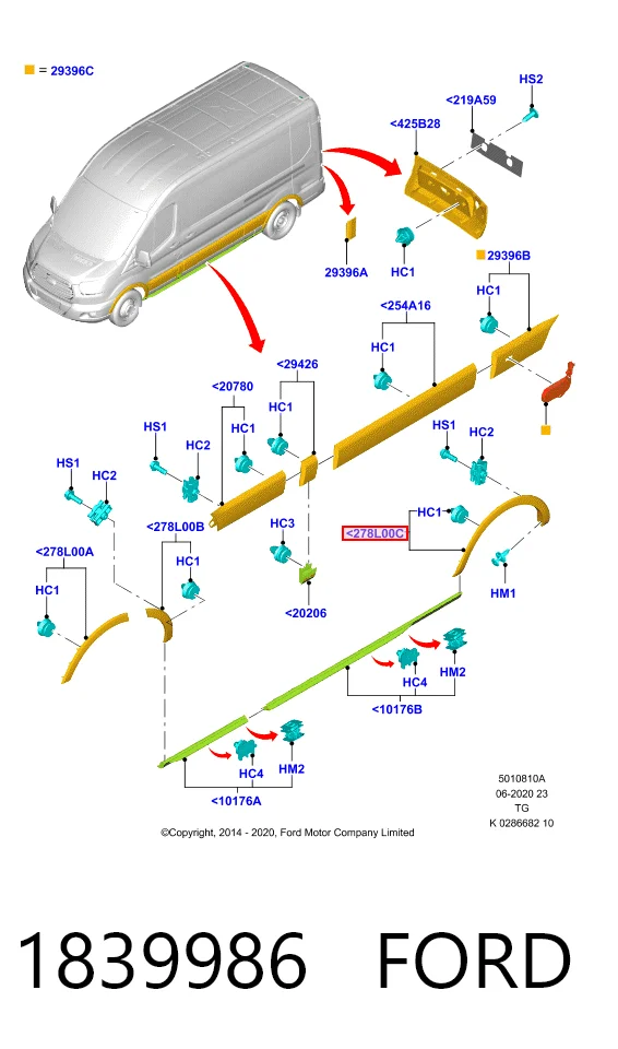 BK31V280K97AH5CND Ford Расширитель (накладка) арки заднего крыла левый