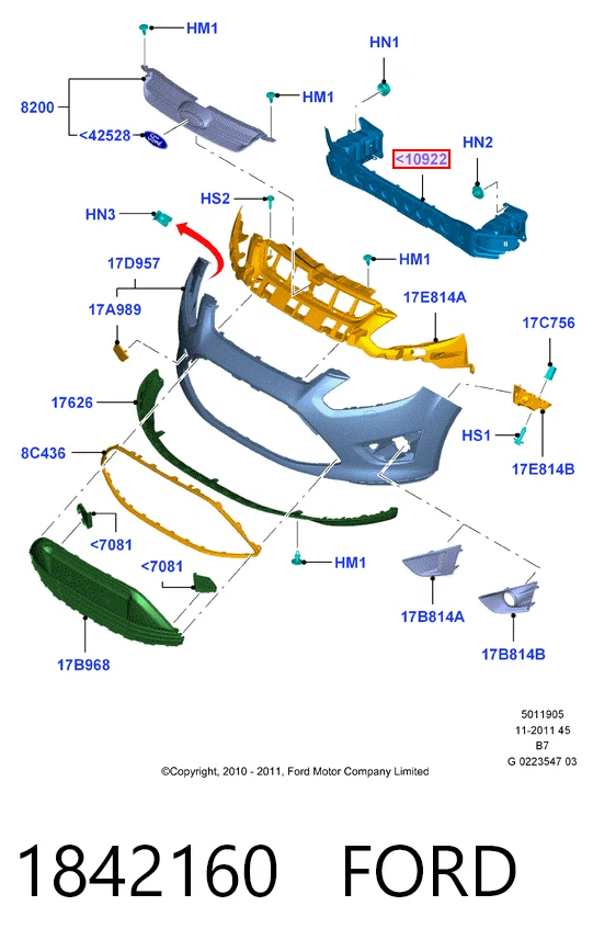  Усилитель переднего бампера Ford Focus 3