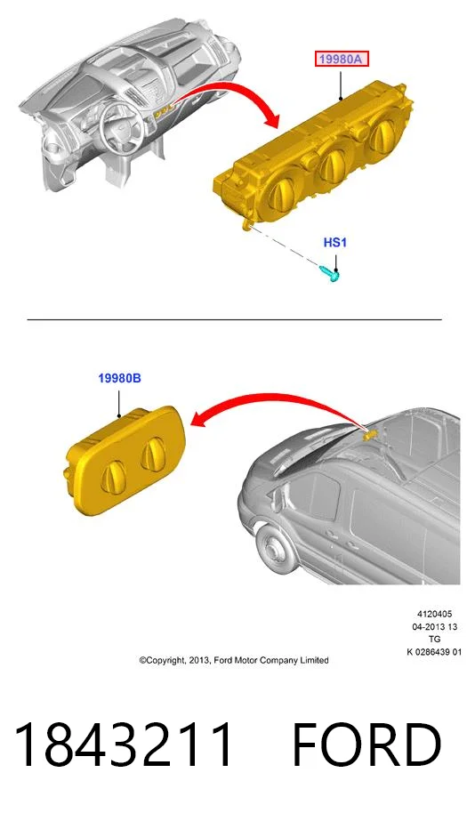1843211 Ford Механизм управления кондиционером