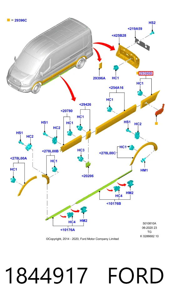 BK31V29397BD5CND Ford Молдинг крыла заднего левого