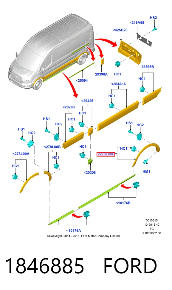Купить KK3129067AA5CND Ford Расширитель задней арки колеса, левый