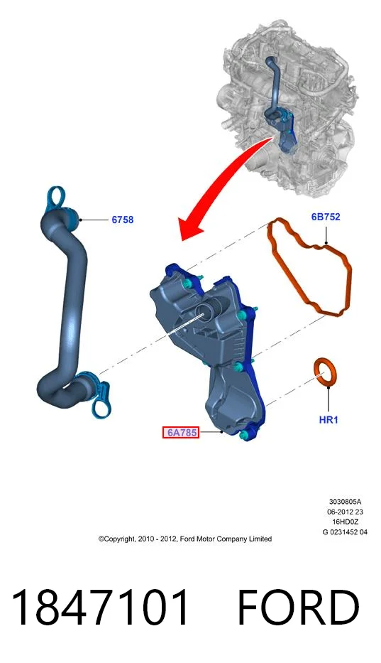 1847101 Ford Клапан PCV вентиляции картера