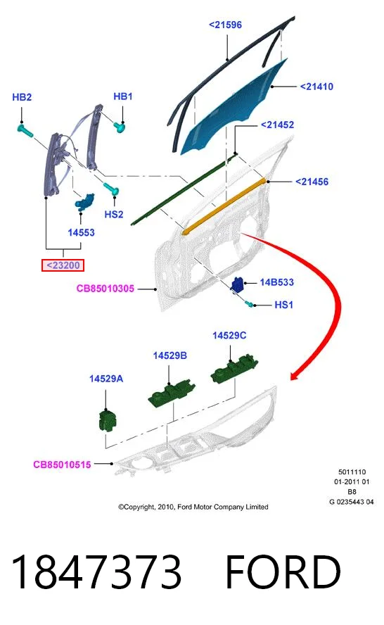 1847373 Ford Механизм стеклоподъемника передней левой двери
