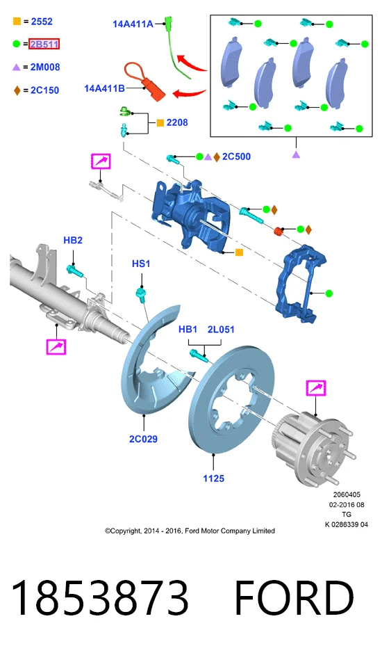 Скоба суппорта заднего Ford BK312B582AC