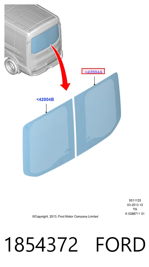 Стекло двери багажной распашной правой Ford BK31V42004DF цена, от 45.39 USD
