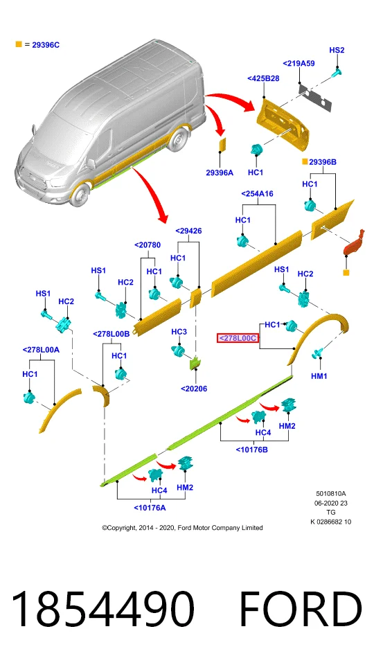 Купить BK31V280K97AH5CND Ford Молдинг задней арки крыла, левый