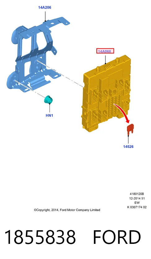 Блок предохранителей GV6T14A073EJ Ford