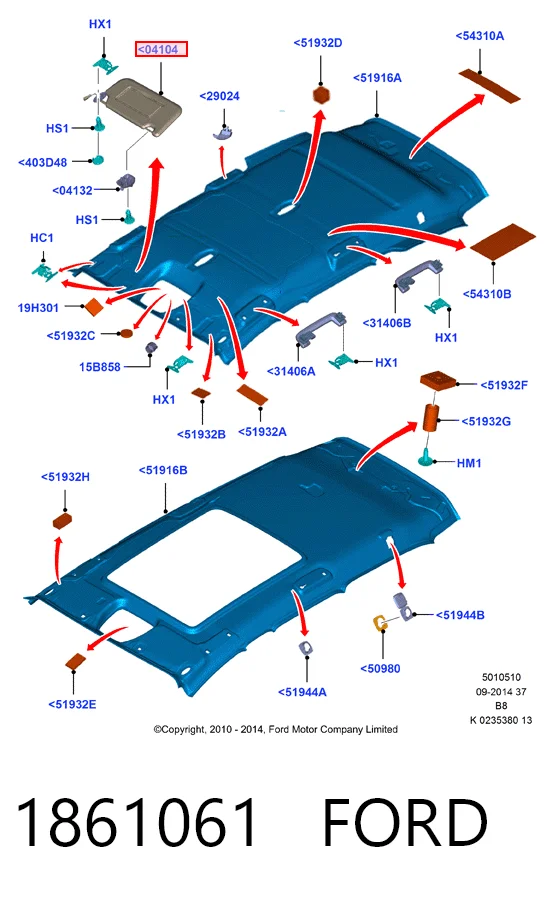 Козырек противосолнечный на Ford Focus III CB8