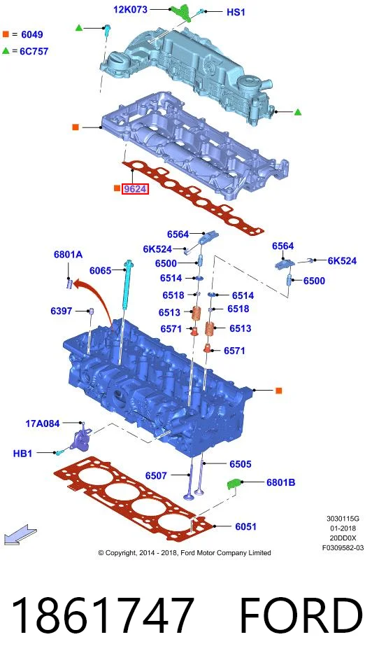 1861747 Ford Прокладка картера (постели) ГБЦ