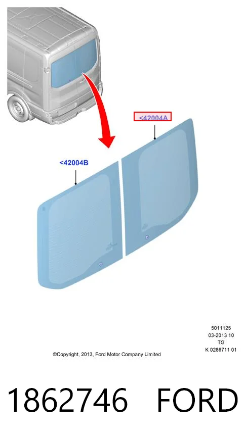 Стекло двери багажной распашной правой BK31V42004DF Ford
