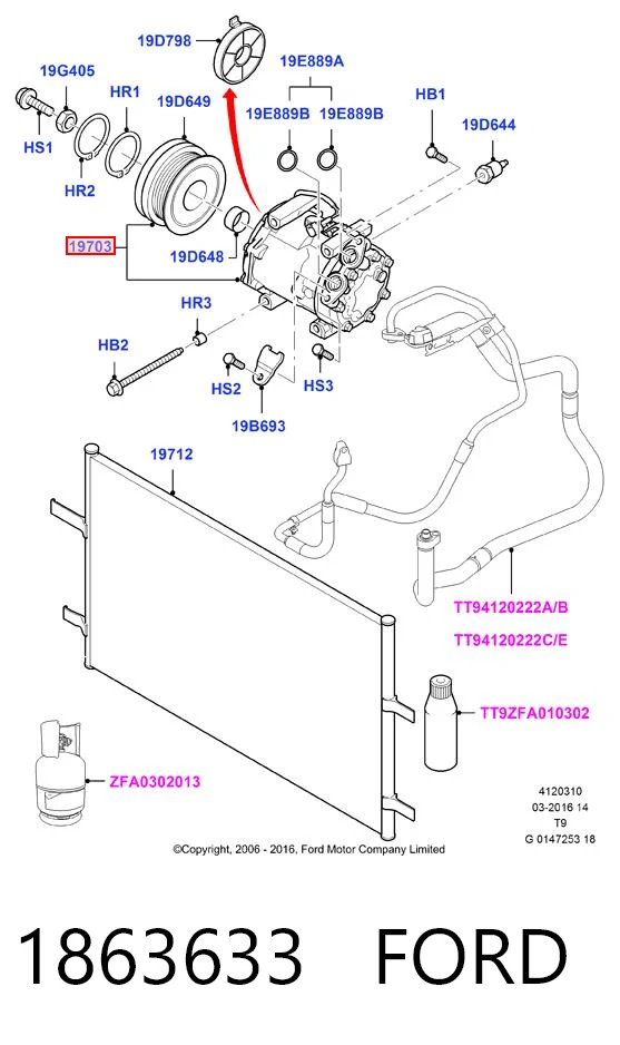1863633 Ford Компрессор хладагента