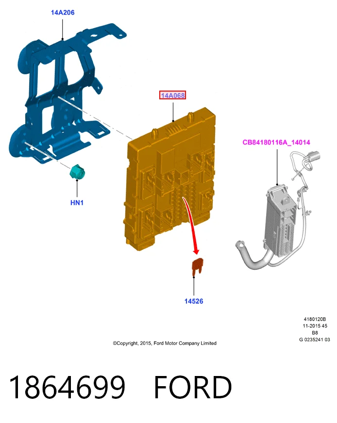 Монтажный блок Ford GV6T14A073EJ