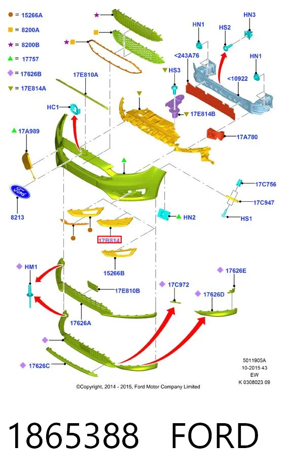 HMPF1EB19953AA Hmpx Решетка бампера переднего левая