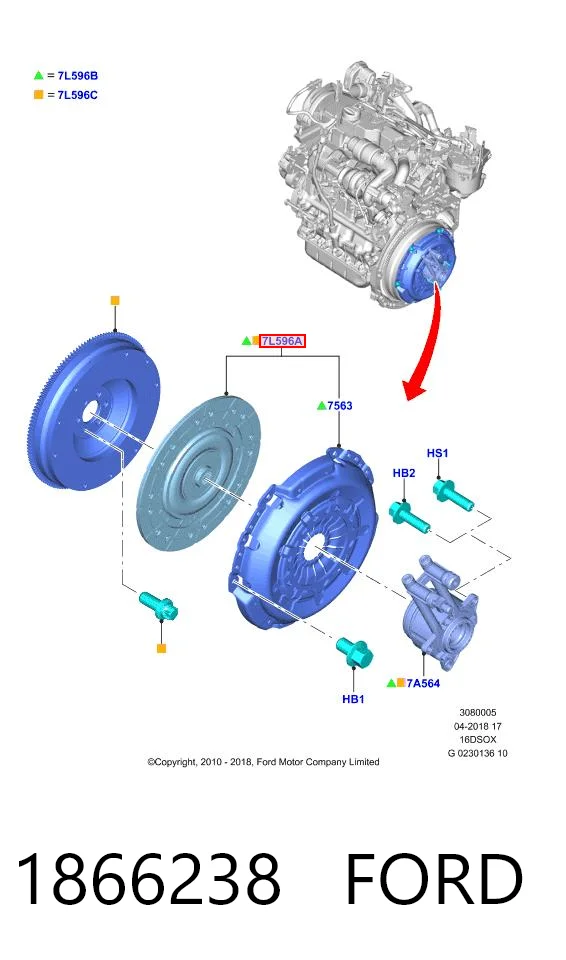 Комплект сцепления (3 части) Ford 2704648 цена, от 240.71 USD