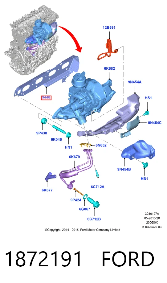 Прокладка коллектора выпуск на Ford Focus III CB8