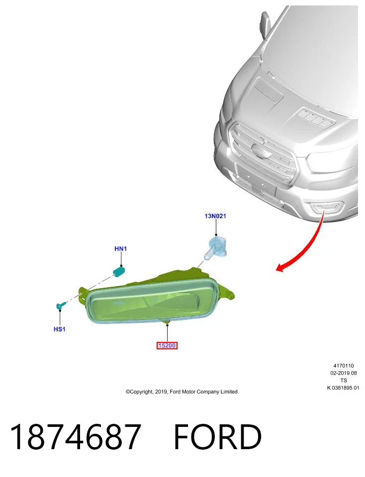 1874687 Ford Противотуманка правая