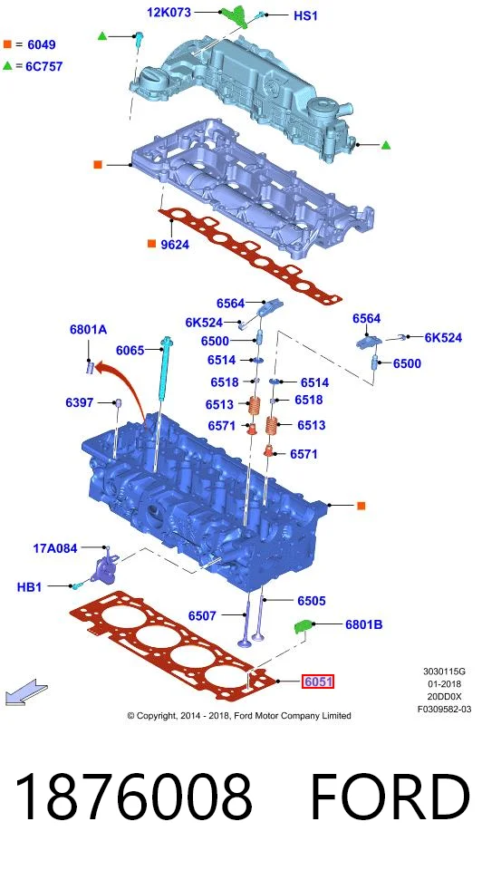 1876008 Ford Прокладка головки блока