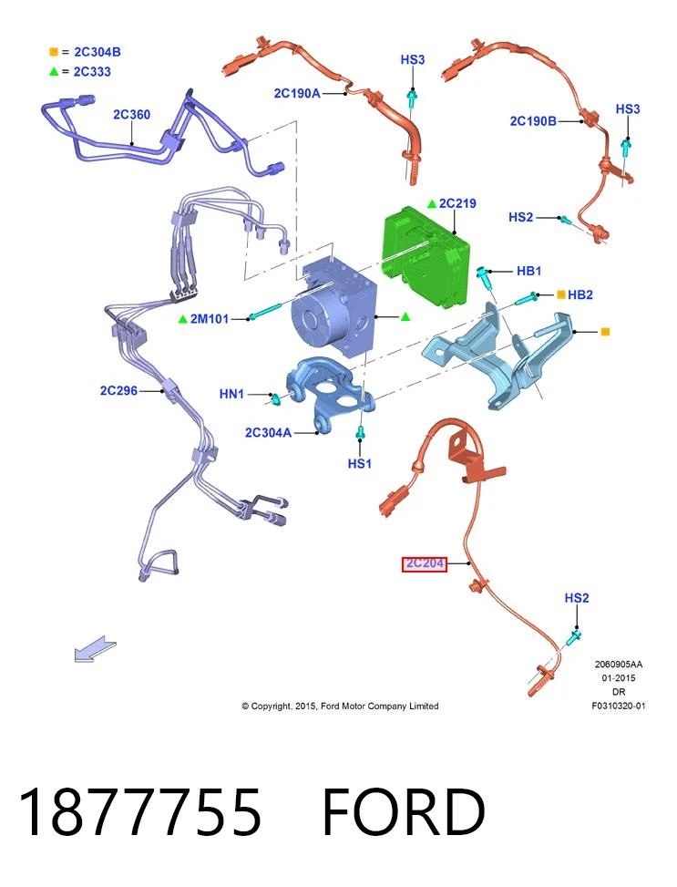 1877755 Ford Датчик ABS передний правый