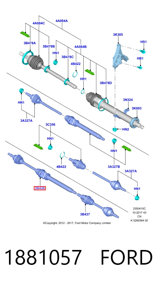 Правая полуось HMP8V513B436CD Hmpx