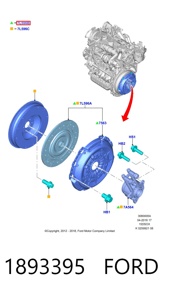 Комплект сцепления (3 части) Ford 2287090 цена, от 152.08 USD
