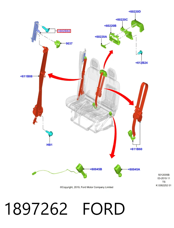 BK21V611C46AE Ford Регулятор высоты ремня безопасности передний левый