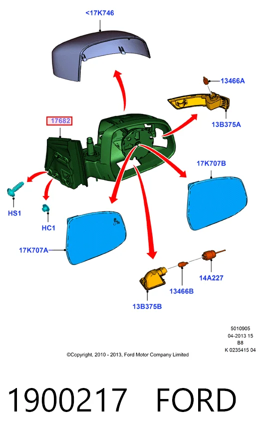 Правое зеркало 32C1555M Polcar