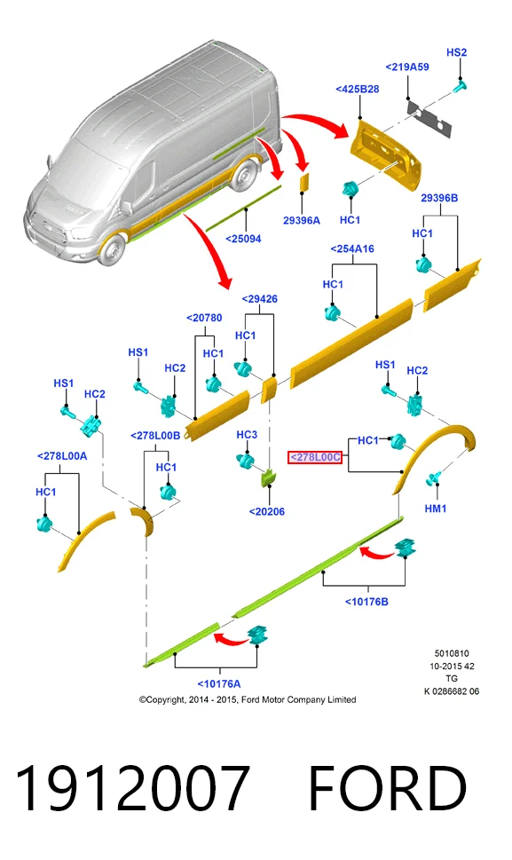 Расширитель (накладка) арки заднего крыла левый BK31V280K97AH5CND Ford