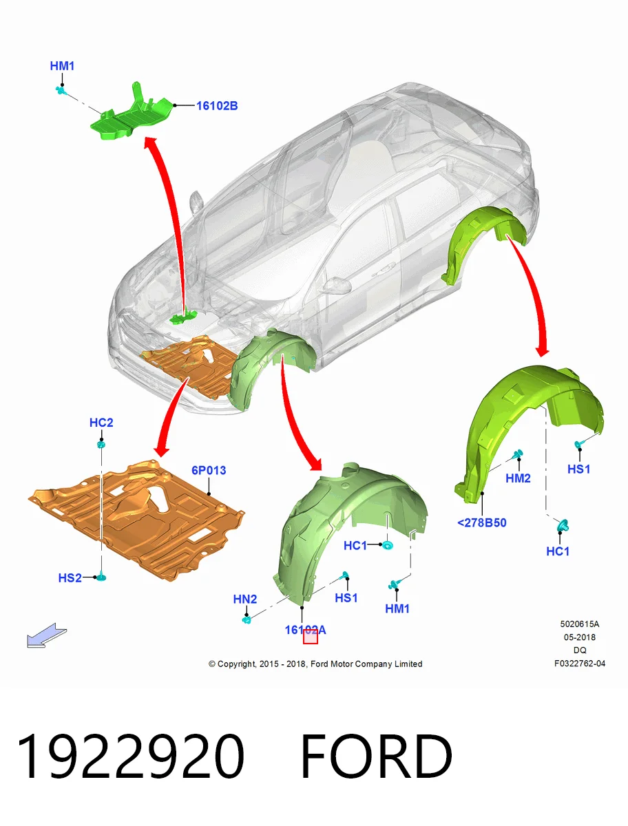 FT4BR16114DE Ford Подкрыльник переднего крыла, правый
